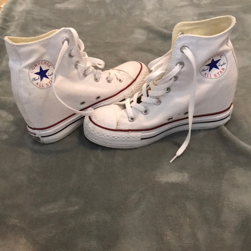 White built in HEELED converse sneakers